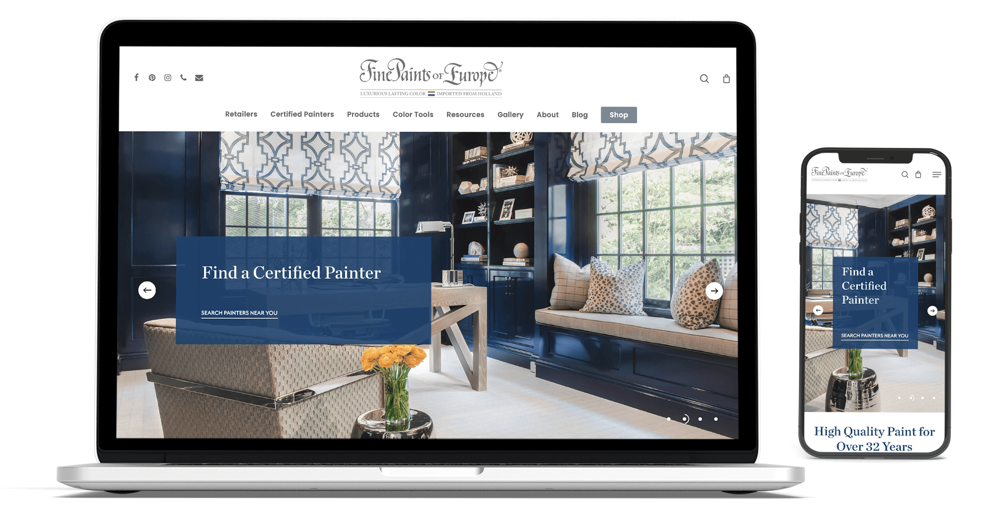Fine Paints of Europe website — homepage