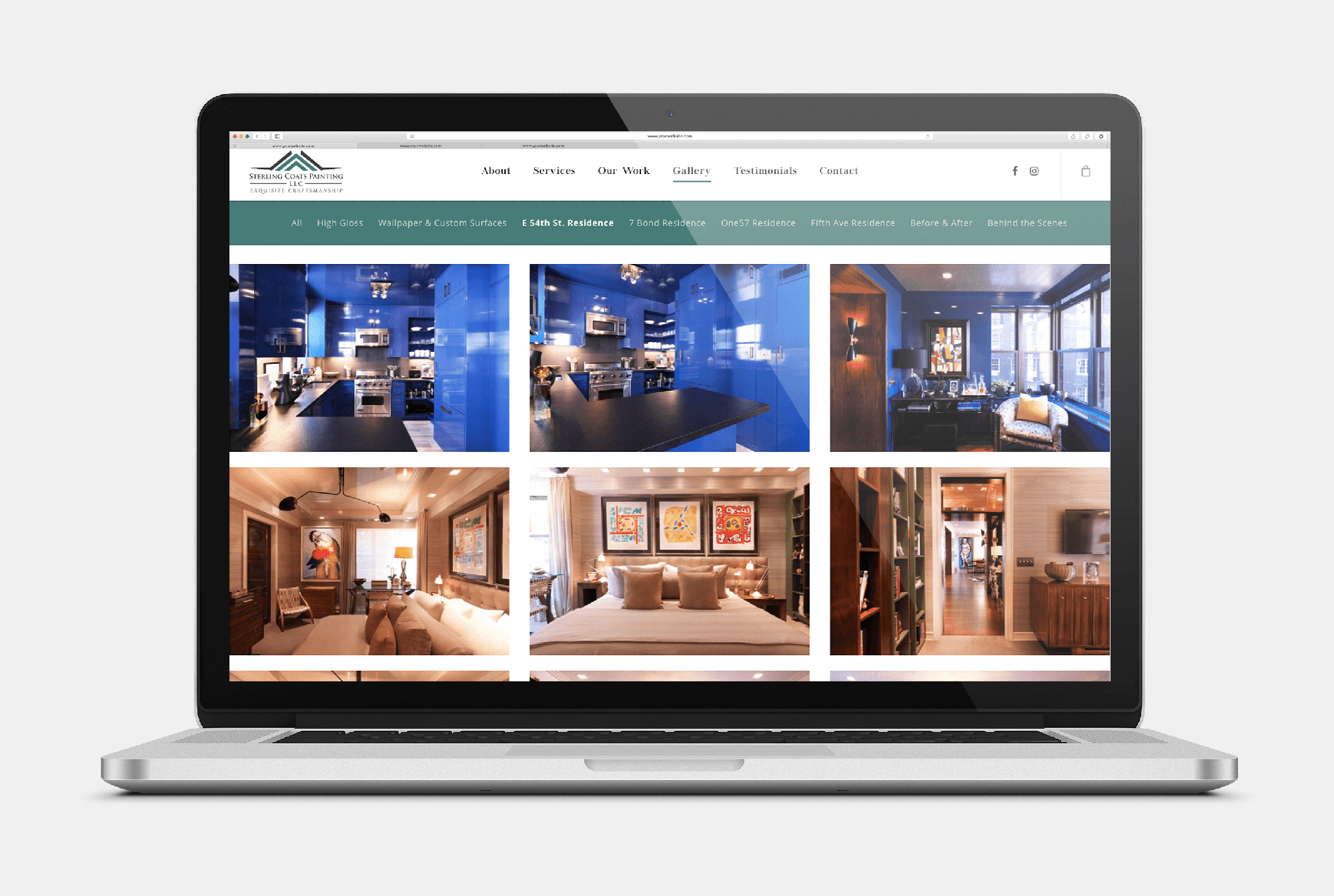 Painter website mockup on a laptop