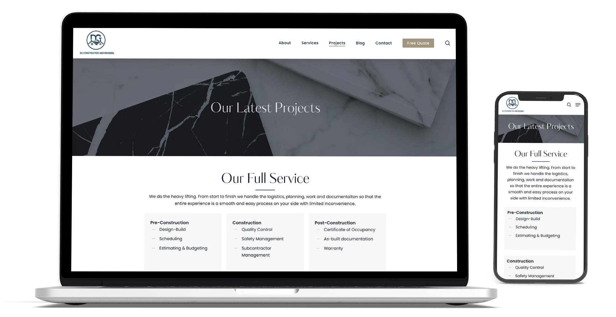 Painter website — services section