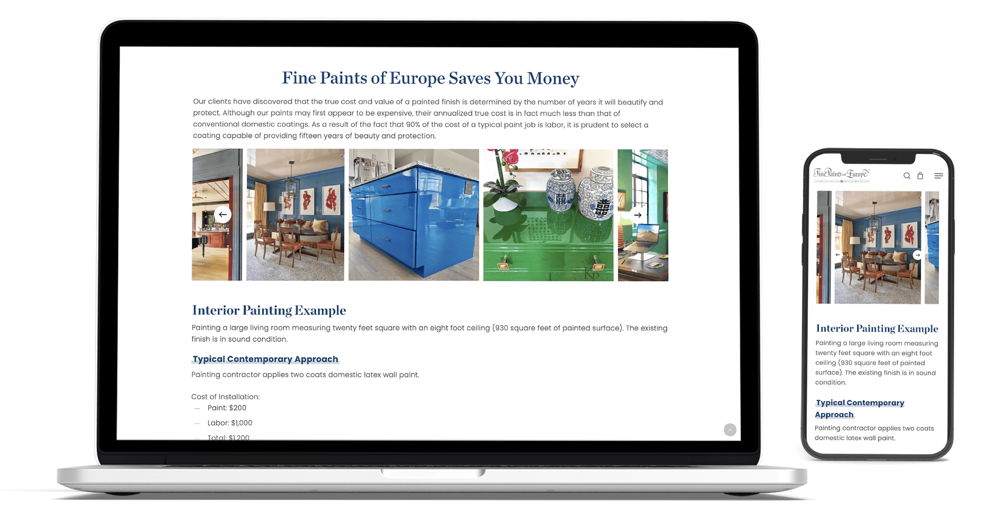 Fine Paints of Europe website — feature page